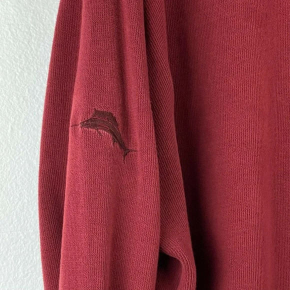 Tommy Bahama Sweater Mens Size XL 1/4 Zip Pullover Long Sleeve Cotton Knit Red - Picture 6 of 8